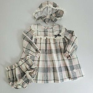 Cocote Dress, Diaper Cover & Bonnet